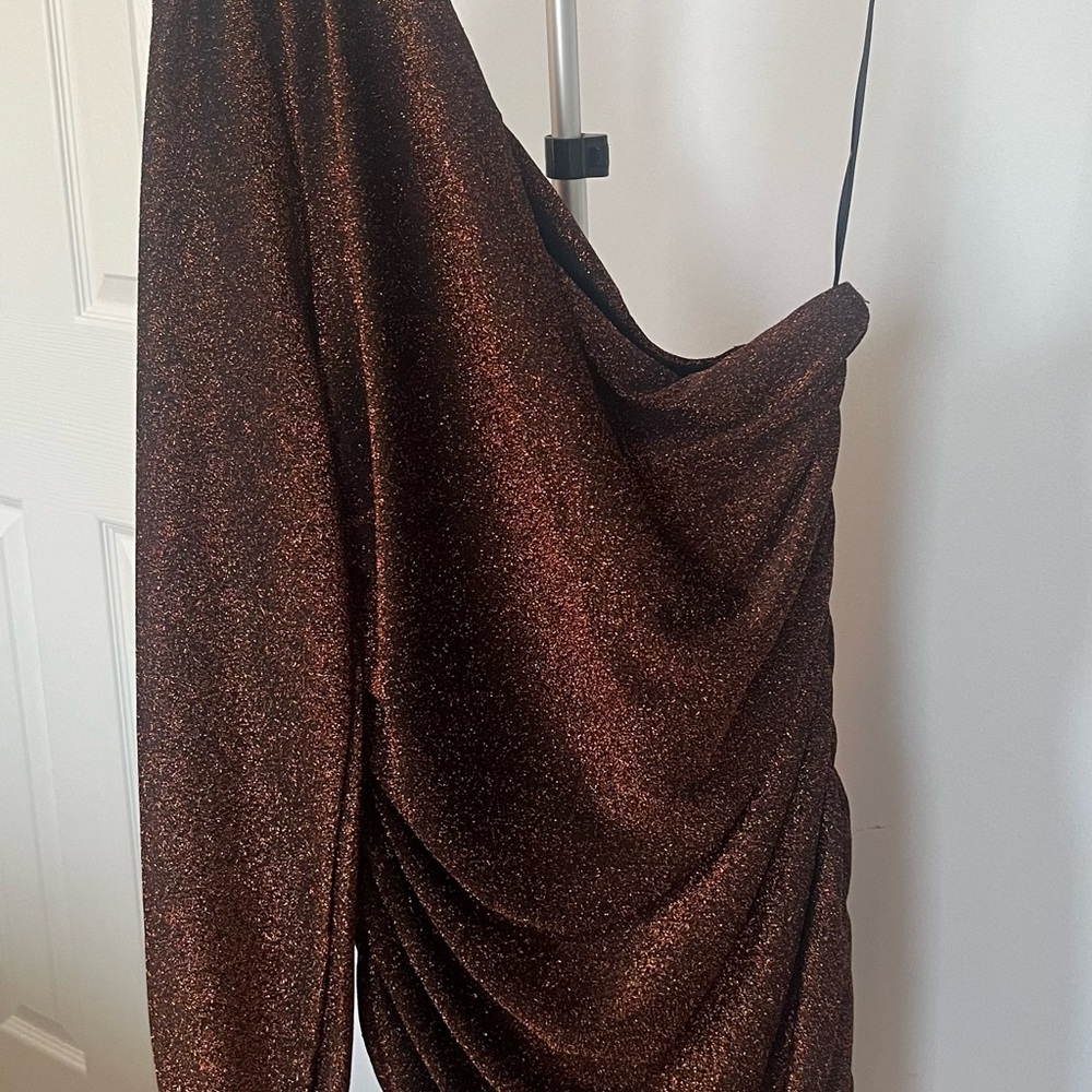 Black dress with copper/bronze thread